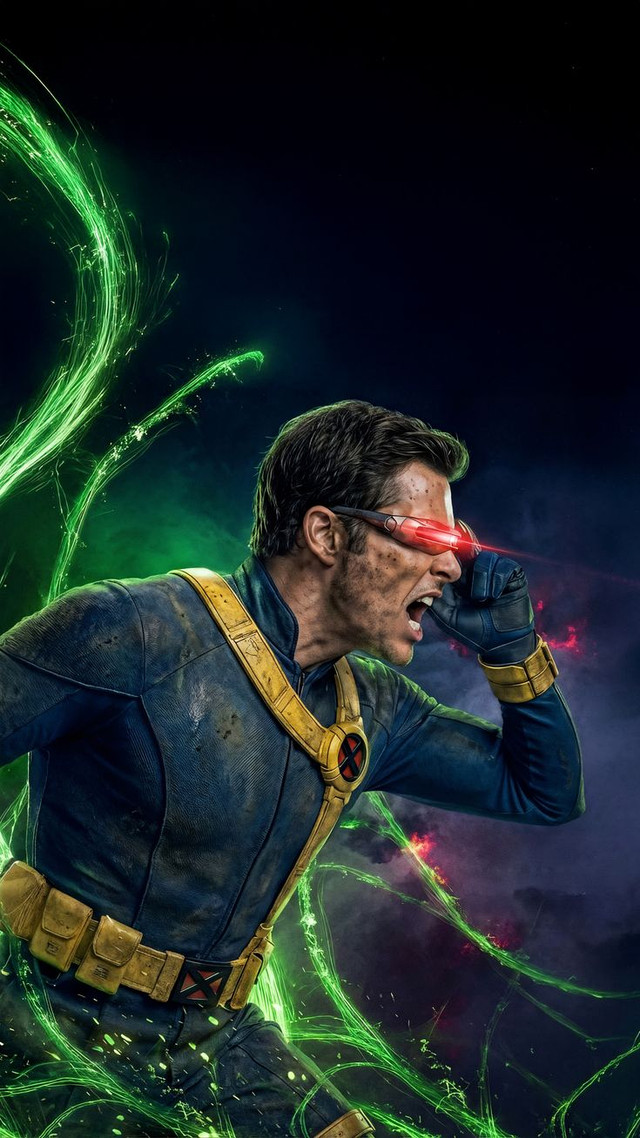 Cyclops firing his signature optic blast, the power that makes him a thematically loaded hypothetical target for Doom's eye contact based mind transfer.