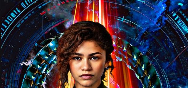 Zendaya as MJ in official Spider-Man: Brand New Day key art, lit by a swirling energy portal