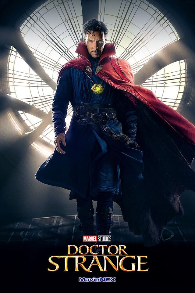 Poster art from Spider-Man: No Way Home showing Doctor Strange mid-spell as magical energy swirls around him