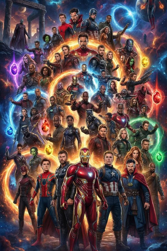 The Marvels official movie poster featuring Carol Danvers, Kamala Khan, and Monica Rambeau