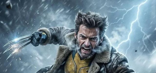 Wolverine charging forward through the snow with his claws extended in Deadpool & Wolverine